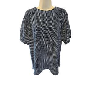 CJ banks geometric 1X plus size top blue black career casual relaxed fit EUC
